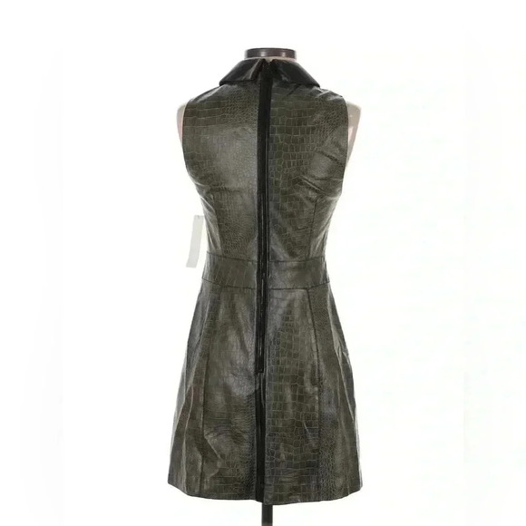 Alice + Olivia Ellis Sleeveless Faux Leather Mini Dress 2 XS Croc Embossed $495 - Picture 9 of 10